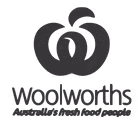 Woolworths logo featuring a stylized "W" resembling an apple above the text "Woolworths Australia's fresh food people.