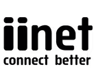 Black text logo for "iiNet" with the slogan "connect better" underneath, all on a white background.